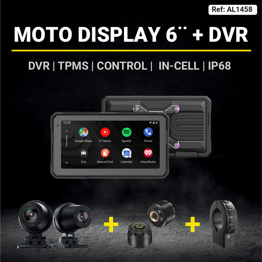 MOTO CARPLAY MAXIM 6" S.TUBULAR+DVR+TPMS+CONTROL