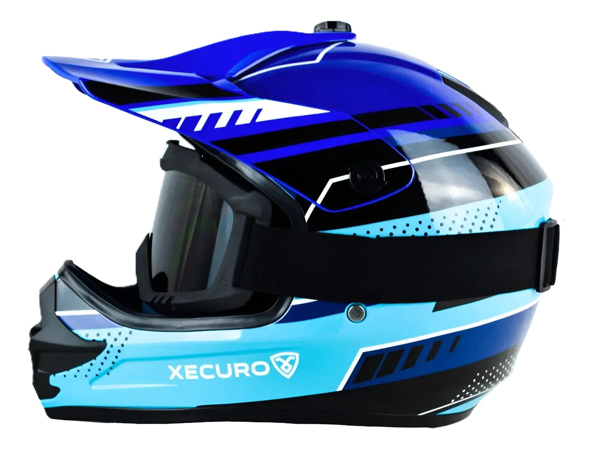 CASCO XECURO XR-003 FLEX AZUL BRILLO