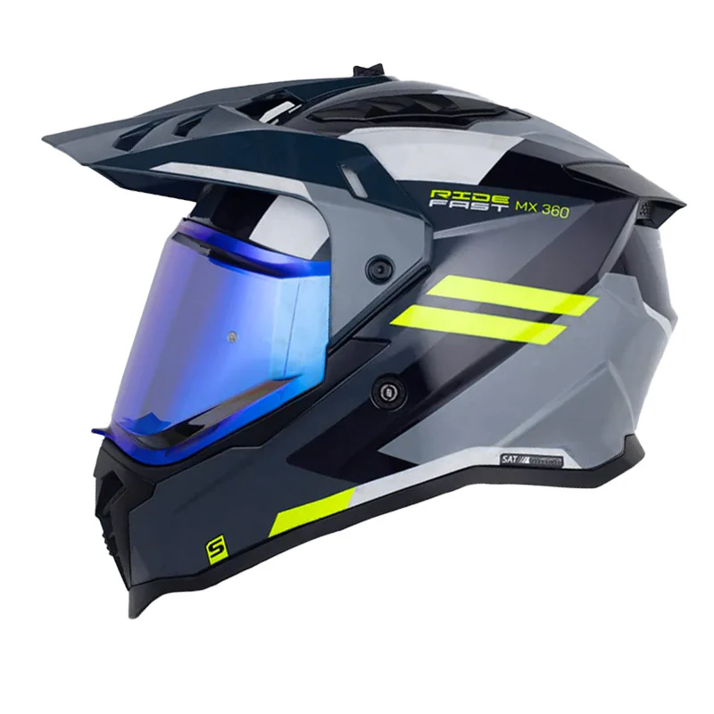 CASCO SHAFT MX360 FLUSH AZUL OSCURO GRIS OCURO BRILLANTE