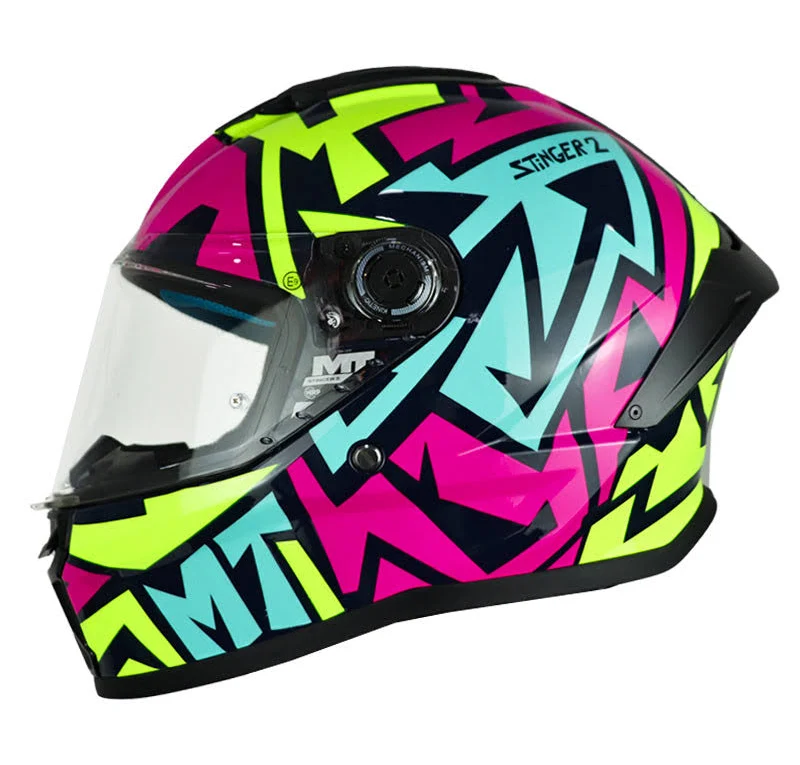 CASCO MT STINGER 2 MELD FUCSIA AZUL AMARILLO BRILLO