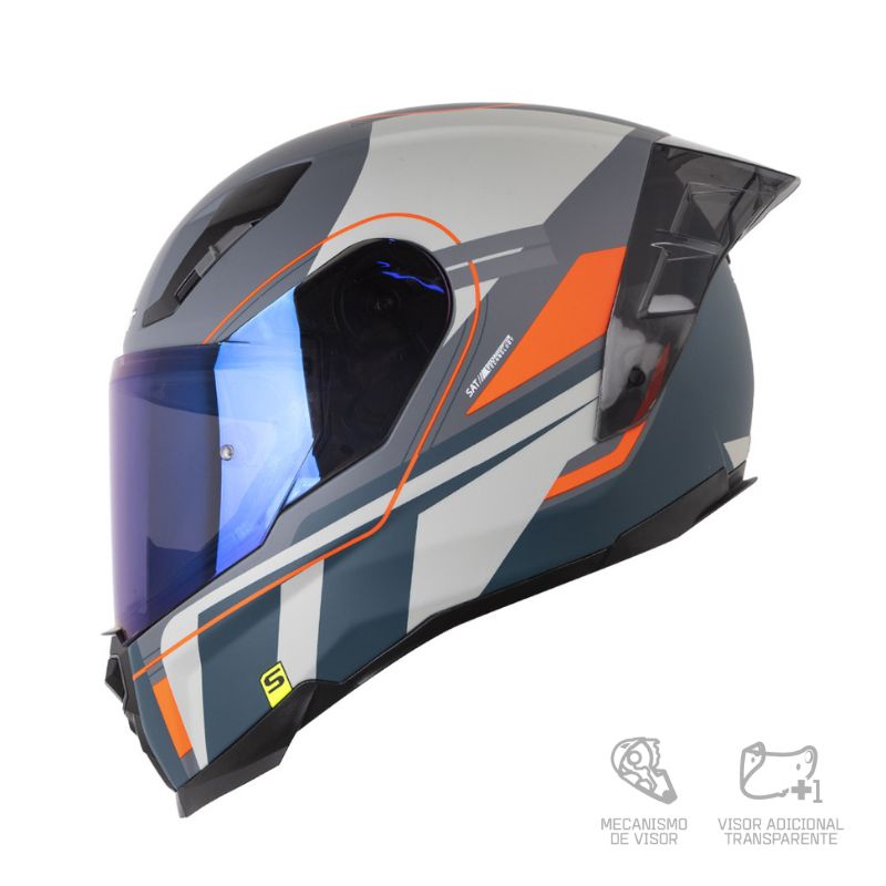 CASCO SHAFT 562R HELLA GRIS OSCURO NARANJA