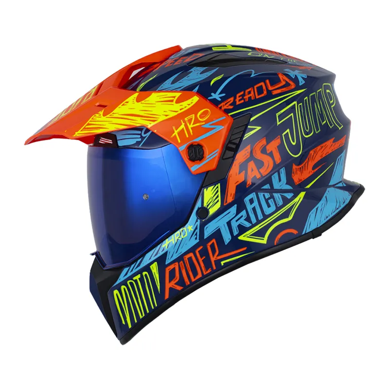 CASCO HRO MX340 STRIPE AZUL NARANJA