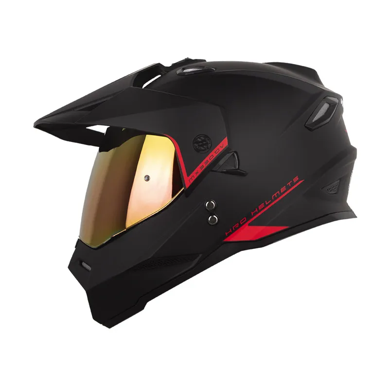 CASCO HRO MX330DV SOLID NEGRO ROJO