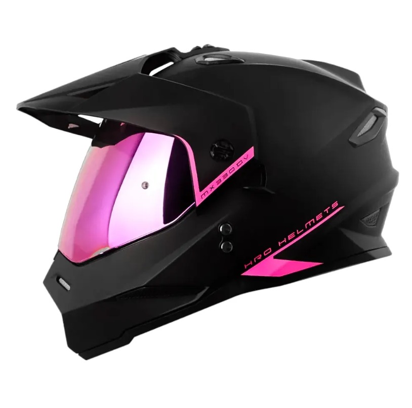 CASCO HRO MX330DV SOLID NEGRO FUCSIA