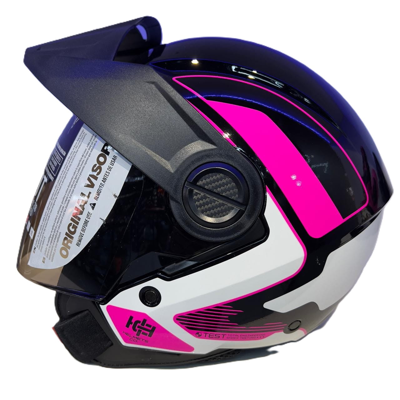 CASCO ICH 102 SILVERMAX NEGRO FUCSIA
